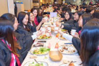 Students toasted together.